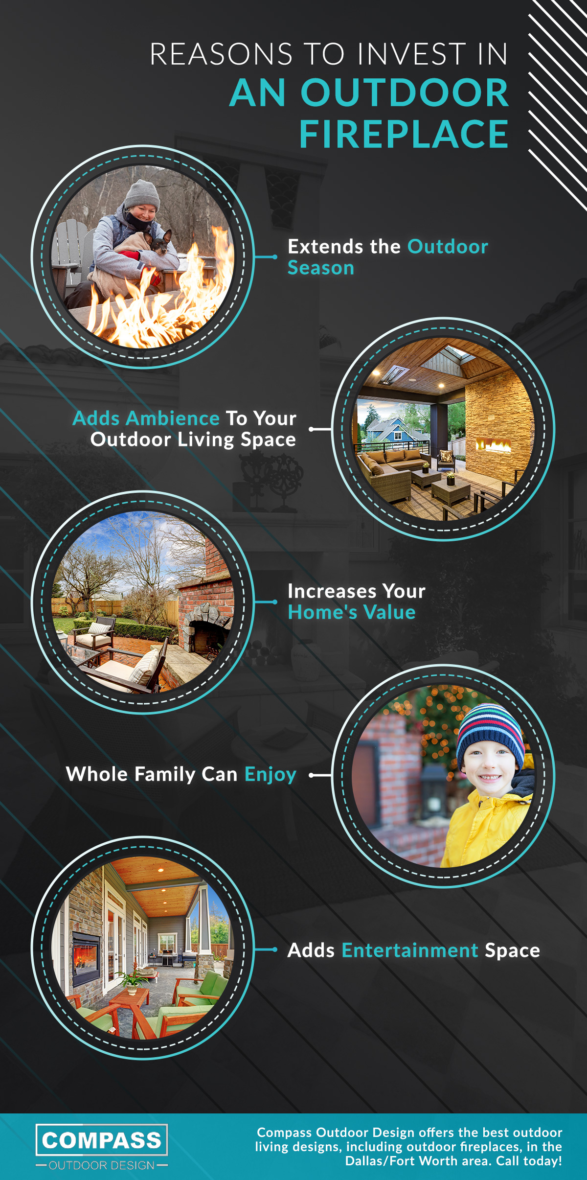 Reasons to invest in an outdoor fireplace infographic