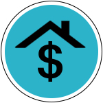 home with money sign icon
